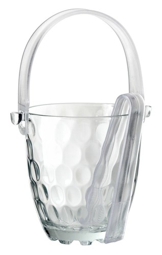 Glass ice bucket plastic tongs - bucket,