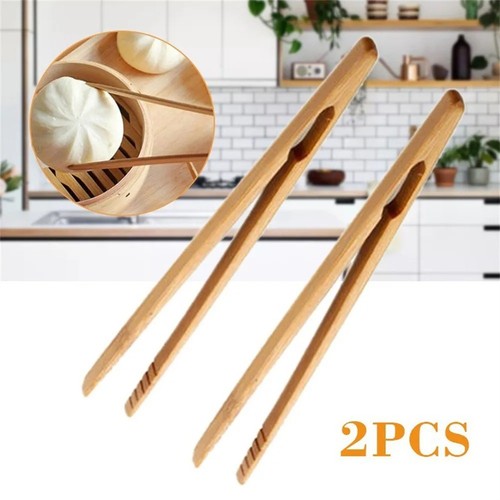 Bamboo food tongs 18cm - bamboo,