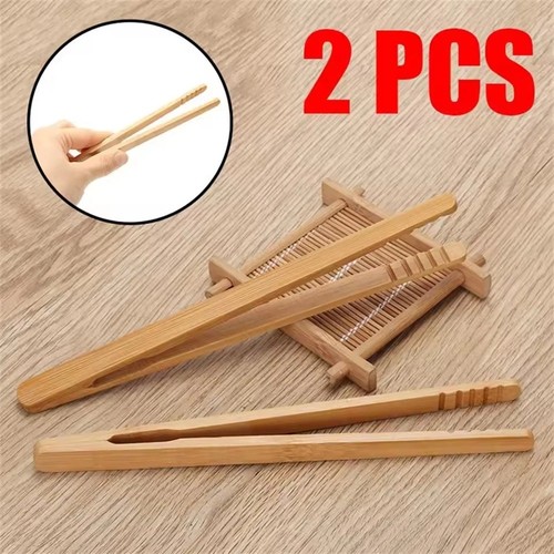 Pcs 18cm bamboo tongs - 2, wooden